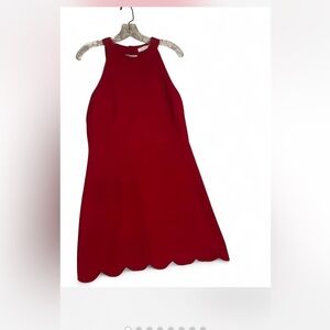 Lush sz L red high neck scallop hem sleeveless dress halter style